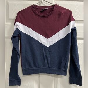 H&M Divided Womens Color Block Maroon Blue White Sweatshirt -  Size XS - VGUC